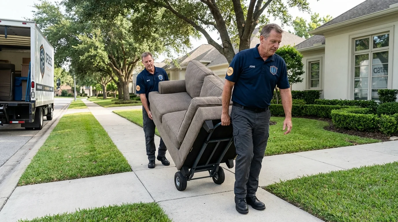 Local residential moving crew loading furniture in North Royalton, OH